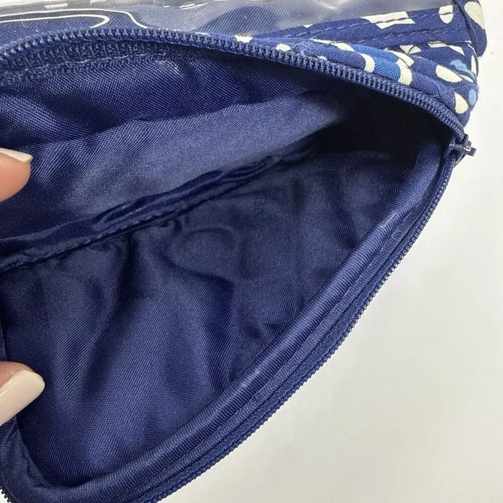 Vera Bradley Blue White Small Jewelry Make Up Case Wallet Petal Splash